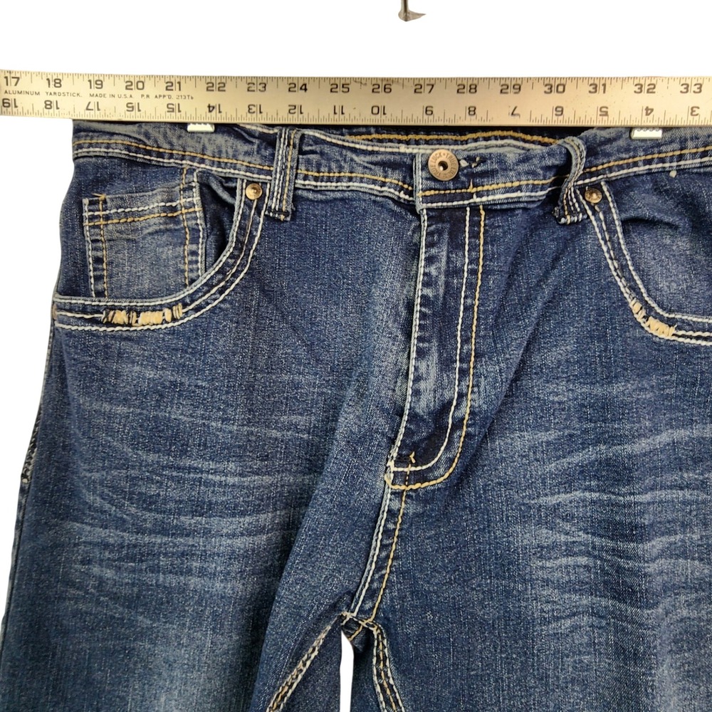 True Luck 36x30 Blue Jean Straight Leg Y2K Skater Streetwear Grunge Western Work - Picture 5 of 10